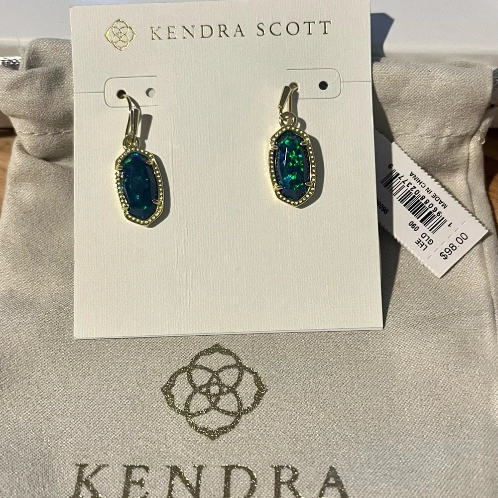 Kendra Scott Lee Gold Drop Earrings in Night Kyocera Opal - Picture 4 of 6